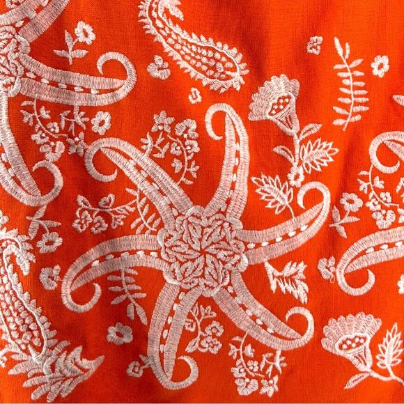 Maeve by Anthropologie Coastal Starfish Embroidered Mini Shift Dress Orange 2 - Picture 3 of 6